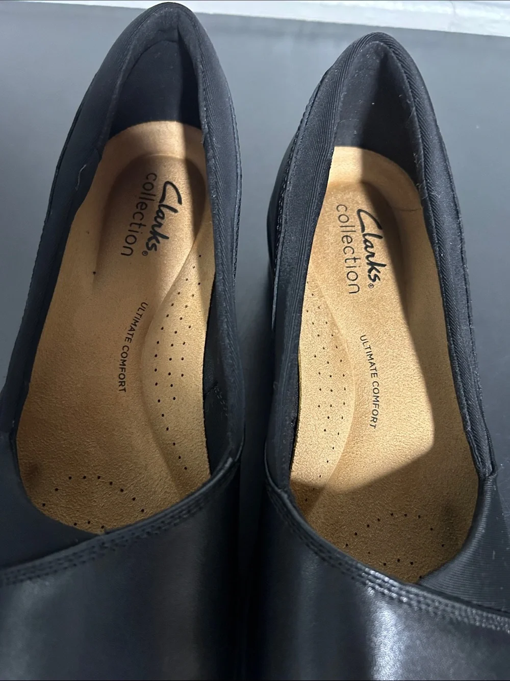 Clarks Black Women's Leather Slip-On Flats